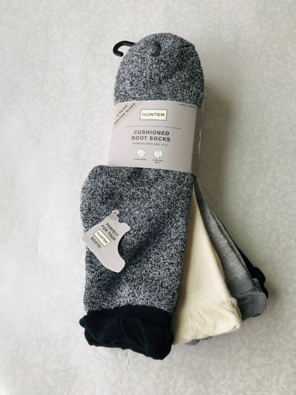 HUNTER ORIGINAL CUSHIONED BOOT SOCKS US Women SIZE 4-10 Cotton Blend 4PACK